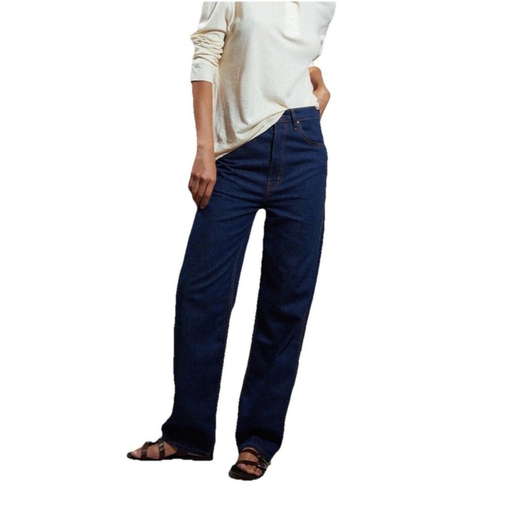 The Great Miner Jeans 27 High Rise Relaxed Straight Dark Wash Denim USA $395